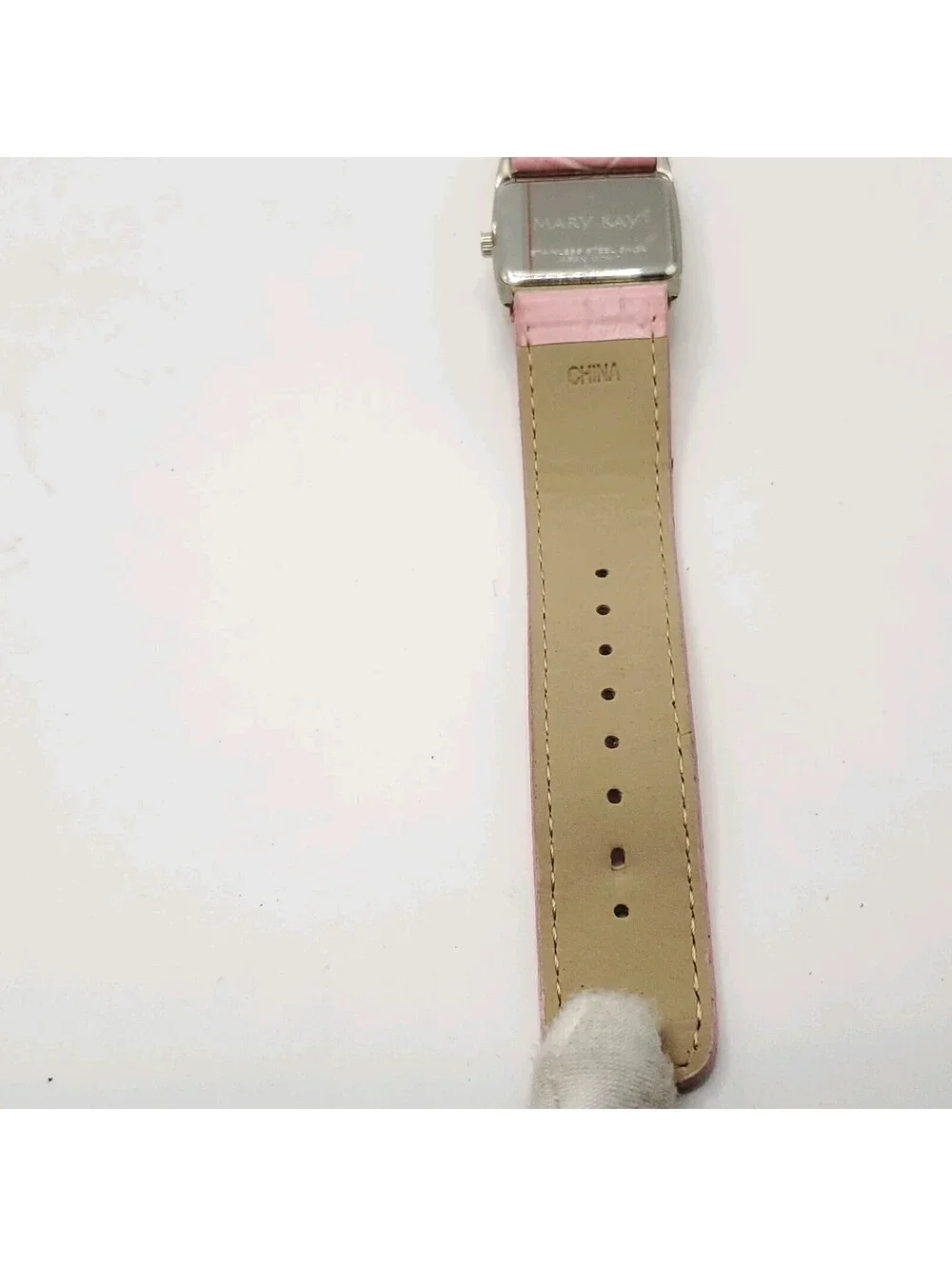 Mary Kay Quartz Rhinestone Bezel Pink Square 28mm Womens Watch New Battery